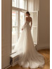 Beaded Sweetheart Neck Ivory 3D Floral Lace Tulle Wedding Dress